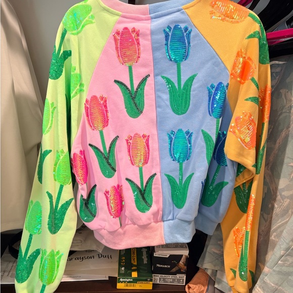 Queen of Sparkles Colorful Tulip Sweatshirt - Picture 2 of 2